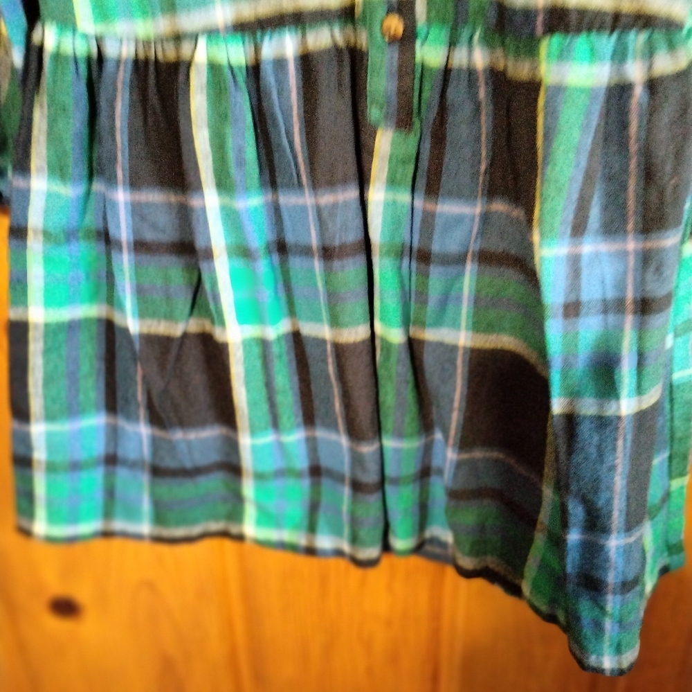 NWT Thereabouts Girls Green Blue Plaid Dress Sz S(7/8) Playtime Outdoor Fun - Picture 3 of 7